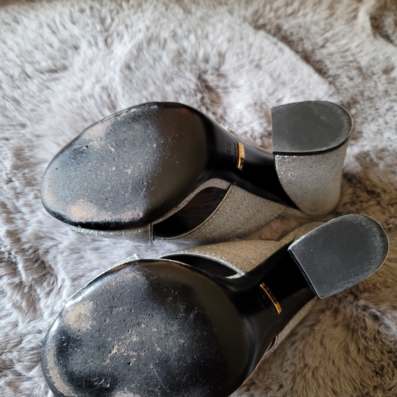 Authentic gucci webby fabric glitter heel mules - Picture 7 of 11
